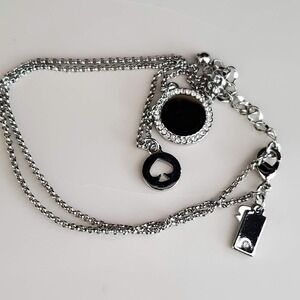 Kate Spade Spot the Spade Necklace Silver Plate with Clear Crystal Accents